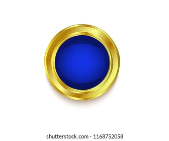 Gold sticker isolated blue