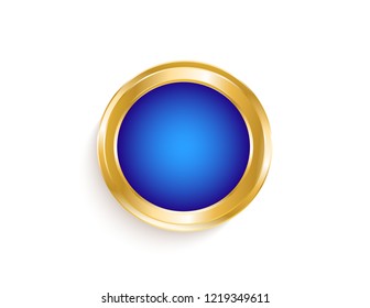 Gold sticker isolated blue