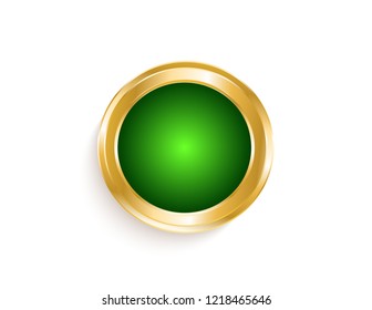 Gold sticker isolated green