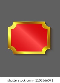 Gold sticker isolated red