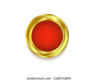 Gold sticker isolated red