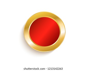 Gold sticker isolated red