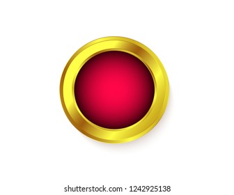 Gold sticker isolated red