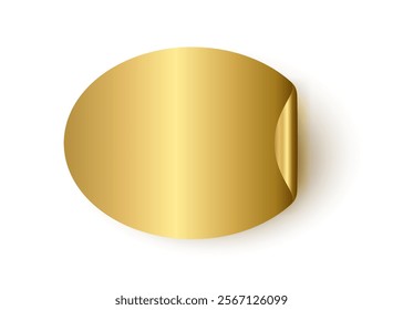 Gold sticker label, Ellipse curl golden shiny glossy badge vector design, use to your Premium product, banner decorative cover of your product book shopping website or wedding invitation card 