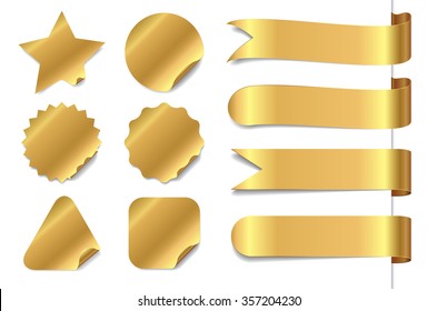 Gold Sticker & Ribbon Set.