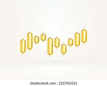 Gold stock market trading forex investing graph. 3D Rendering. 3D vector.