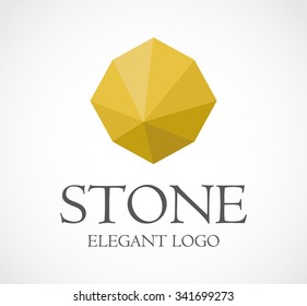 Gold stone of polygon round abstract vector and logo design or template geometric business icon of company identity symbol concept