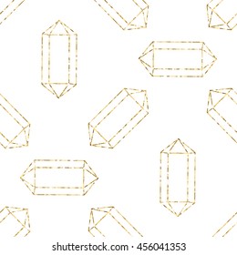 Gold stones seamless pattern. Geometrical gemstones background. Vector illustration. 