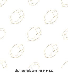 Gold stones seamless pattern. Geometrical gemstones background. Vector illustration. 