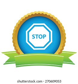 Gold stop logo on a white background. Vector illustration