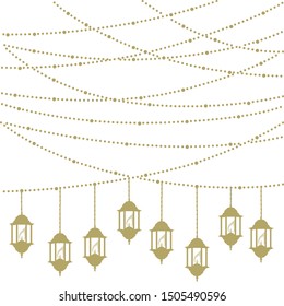 Gold strings and lanterns, vector illustration 