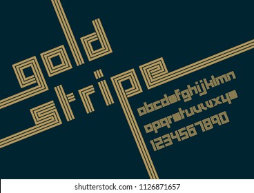 gold stripe font set