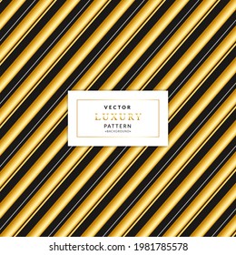 Gold stripes vertical lines seamless vector pattern. Golden blocks on black background.