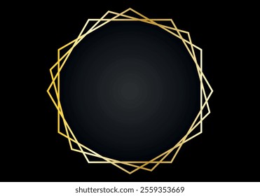 Gold stroke multi hexagon frame on black gradient