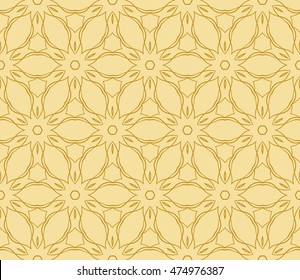 gold style floral illustration. complex geometric pattern of interwoven lines and shapes. seamless texture. for interior design, wallpaper, printing and textiles. vector