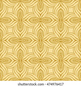 gold style floral illustration. complex geometric pattern of interwoven lines and shapes. seamless texture. for interior design, wallpaper, printing and textiles. vector