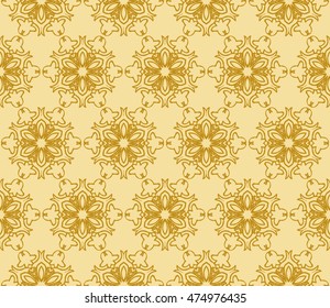gold style floral illustration. complex geometric pattern of interwoven lines and shapes. seamless texture. for interior design, wallpaper, printing and textiles. vector