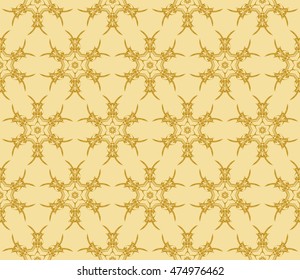 gold style floral illustration. complex geometric pattern of interwoven lines and shapes. seamless texture. for interior design, wallpaper, printing and textiles. vector