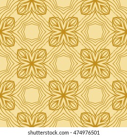 gold style floral illustration. complex geometric pattern of interwoven lines and shapes. seamless texture. for interior design, wallpaper, printing and textiles. vector