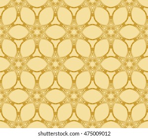 gold style floral illustration. complex geometric pattern of interwoven lines and shapes. seamless texture. for interior design, wallpaper, printing and textiles. vector