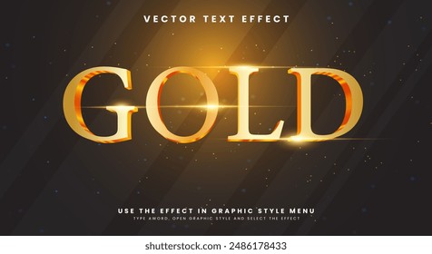 Estilo de oro brillante Plantilla de efecto de texto editable adecuado para tema de oro