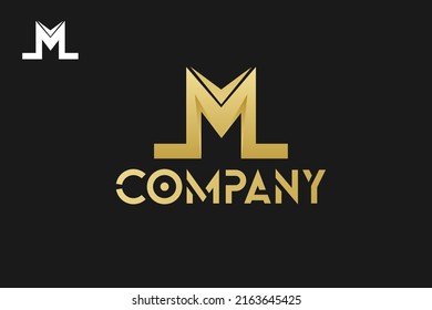 gold stylish logo design with letter m