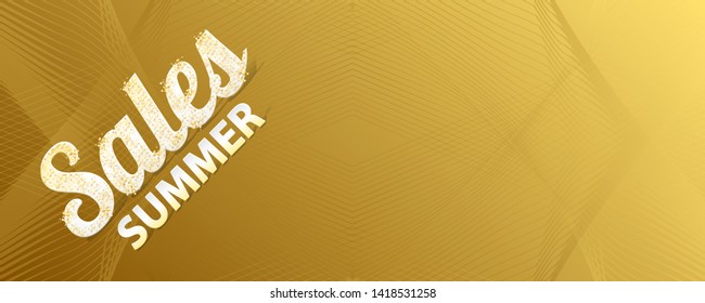 Gold summer background golden sale art vector Illustration. Brilliant jewelry inscription sales