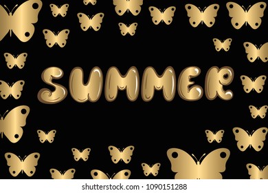 Gold summer and butterflies