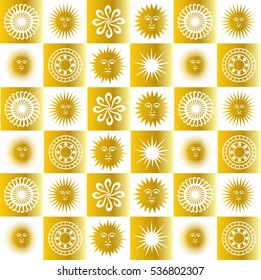 Gold Sun Checkerboard Pattern