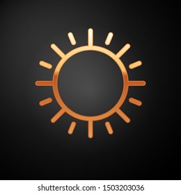 Gold Sun icon isolated on black background.  Vector Illustration