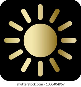 Gold sun with rays, flat icon.