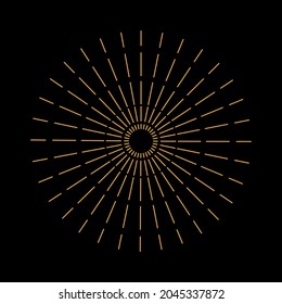 Gold sunburst with light flare in the center vector background