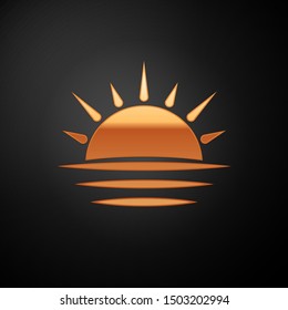 Gold Sunset icon isolated on black background.  Vector Illustration