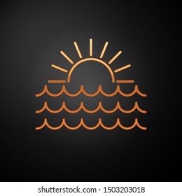 Gold Sunset icon isolated on black background.  Vector Illustration