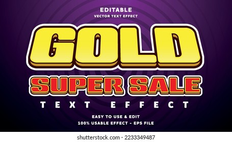 gold super sale editable text effect with modern and simple style, usable for logo or campaign title