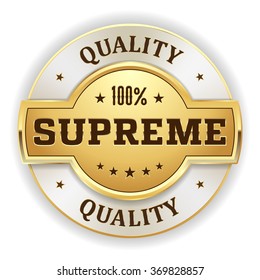Gold supreme quality badge with white border