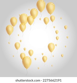 Gold Surprise Background Gray Vector. Toy Holiday Frame. Golden Fly Confetti. Air Rainbow Banner.
