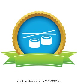 Gold sushi logo on a white background. Vector illustration