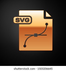 Gold SVG file document. Download svg button icon isolated on black background. SVG file symbol.  Vector Illustration