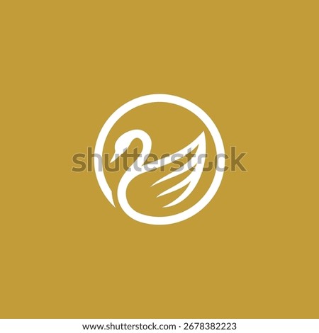 Gold Swan Logo Design Vector Illustration