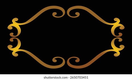 Moldura de redemoinho dourado. Vetor elegante. Design decorativo. Borda luxuosa. Ilustração elegante. Gráficos ornamentados. Arte criativa. Elementos premium. Estilo clássico. Destaque visual. 
