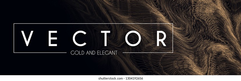 Gold Swirls Background. Elegant Vibrant Line Texture. Header Design Template. Vector illustration