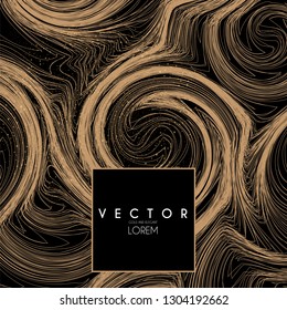 Gold Swirls Background. Elegant Vibrant Line Texture. Vector illustration