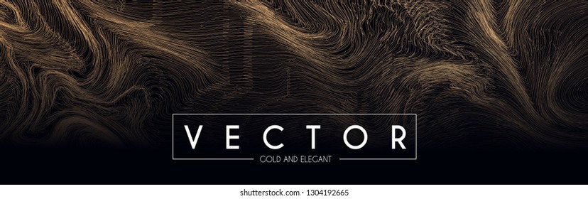 Gold Swirls Background. Elegant Vibrant Line Texture. Header Design Template. Vector illustration