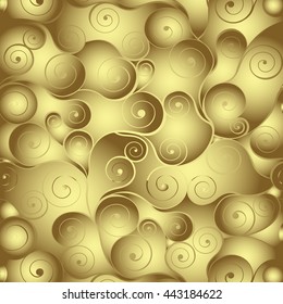 Gold swirls seamless pattern. Vector illustration