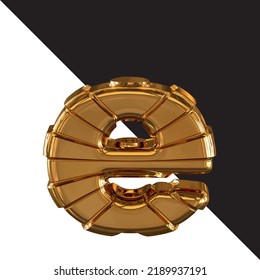 Símbolo de oro con cinturones de oro. letra e