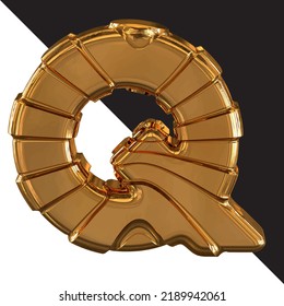 Gold symbol with gold belts. letter q