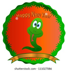 Gold symbol of happy new year with a sign of a snake