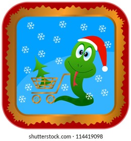 Gold symbol of happy new year with a sign of a snake