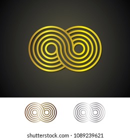 gold symbol of infinity
black background